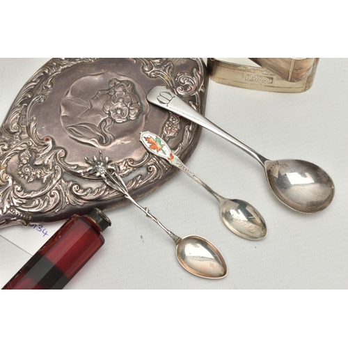 234 - A PARCEL OF ASSORTED SILVER AND WHITE METAL, MOSTLY 20TH CENTURY, comprising a late Victorian double... 