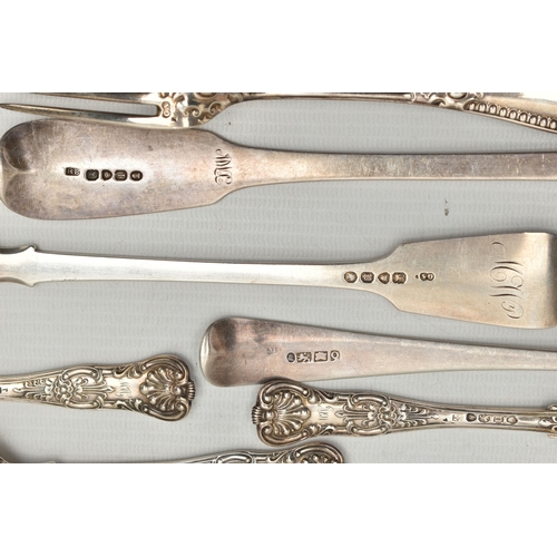 235 - A PARCEL OF 19TH AND 20TH CENTURY SILVER, comprising a set of six Empire pattern dessert forks, make... 