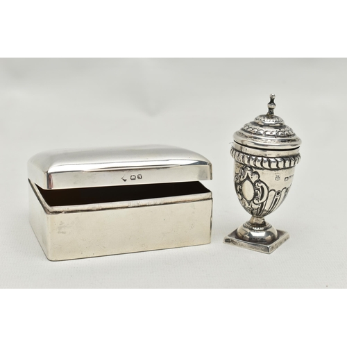 245 - A LATE VICTORIAN SILVER PLAIN RECTANGULAR BOX, hinged cover with gilt interior, Mappin Brothers reta... 