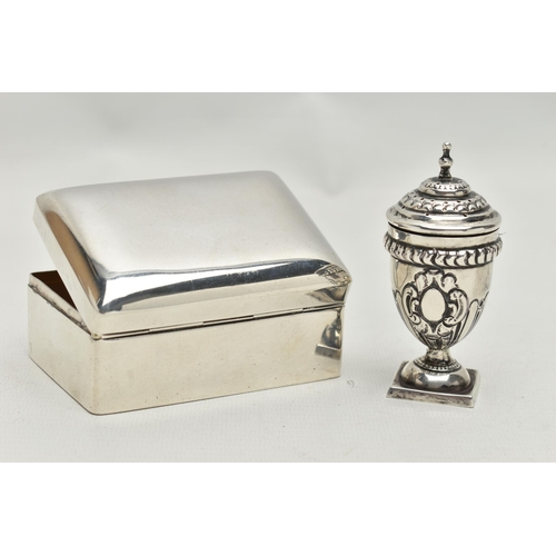 245 - A LATE VICTORIAN SILVER PLAIN RECTANGULAR BOX, hinged cover with gilt interior, Mappin Brothers reta... 