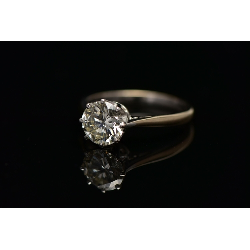 3 - A MODERN SINGLE STONE DIAMOND RING, round brilliant cut diamond, estimated carat weight 1.50ct, colo... 