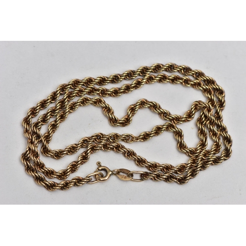 50 - A 9CT ROPE TWIST CHAIN, fitted with a spring clasp, hallmarked 9ct London import, length 480mm, appr... 