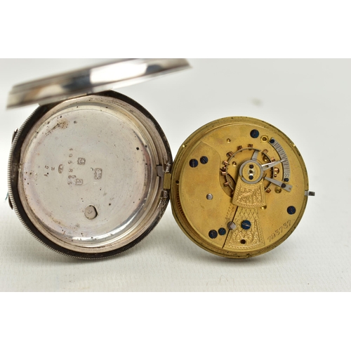 60 - THREE SILVER OPEN FACE POCKET WATCHES, the first a key wound movement, white dial signed 'A.White Ol... 