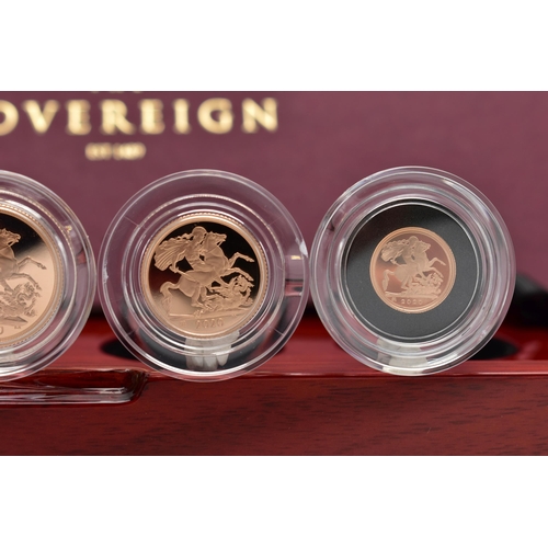 65 - A ROYAL MINT BOXED GOLD PROOF FOUR COIN SET, to include a Double, Full, Half and Quarter Sovereign