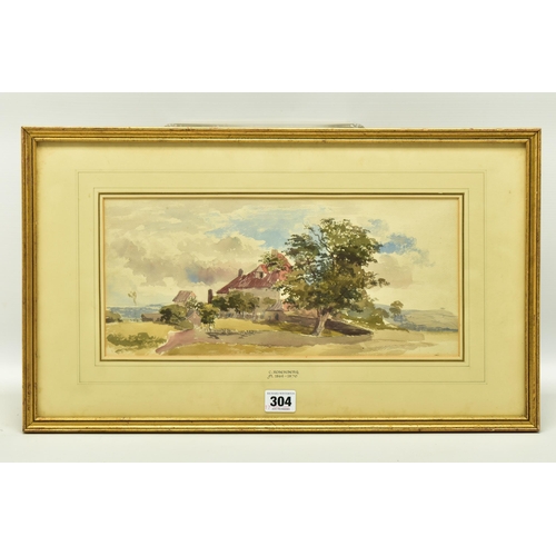 304 - ATTRIBUTED TO CHARLES ROSENBERG (19TH CENTURY) 'WEST COUNTRY FARMSTEAD), a landscape with farm build... 