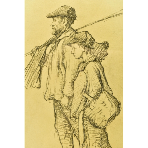 305 - JOSEPH MILNER KITE (1862-1946) FISHERMAN AND BOY, a sketch of two male figures, the man holding a fi... 