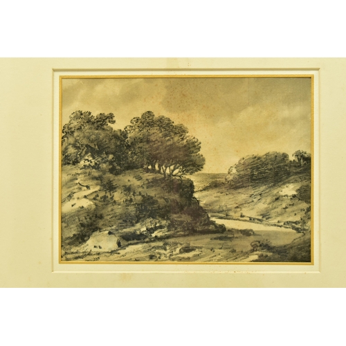 306 - ATTRIBUTED TO Dr THOMAS MONRO (1759-1833) 'LANDSCAPE STUDY), a river landscape, attribution to the m... 