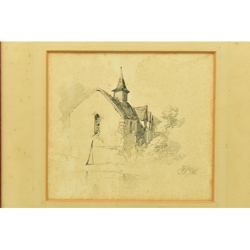 307 - HENRY BRIGHT (1814-1874) SKETCH OF A CHURCH, a study of a church, signed and indistinctly dated lowe... 