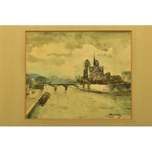 308 - LOUIS ARTICO (20TH CENTURY) RIVER SEINE AND NOTRE DAME, a Parisian cityscape, signed bottom right, w... 