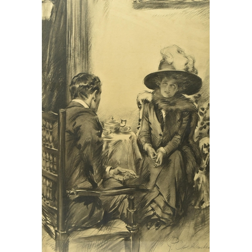 312 - GEORGE C. WILMHURST (19TH / 20TH CENTURY) A MAN AND WOMAN IN CONVERSATION, the figures are seated an... 