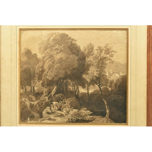 315 - WILLIAM HAVELL (1782-1857) FIGURES IN A WOODLAND GLADE, signed bottom left, ink wash on paper, appro... 