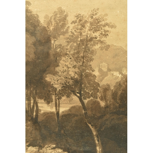 315 - WILLIAM HAVELL (1782-1857) FIGURES IN A WOODLAND GLADE, signed bottom left, ink wash on paper, appro... 