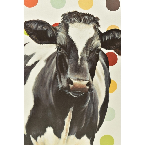 338 - HAYLEY GOODHEAD (BRITISH CONTEMPORARY) 'DAMIEN'S HERD', a limited edition box canvas print depicting... 