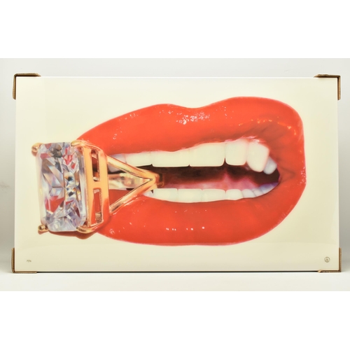 339 - RORY HANCOCK (WELSH 1987) 'ROCK CANDY', a signed limited edition box canvas print of a mouth and a d... 