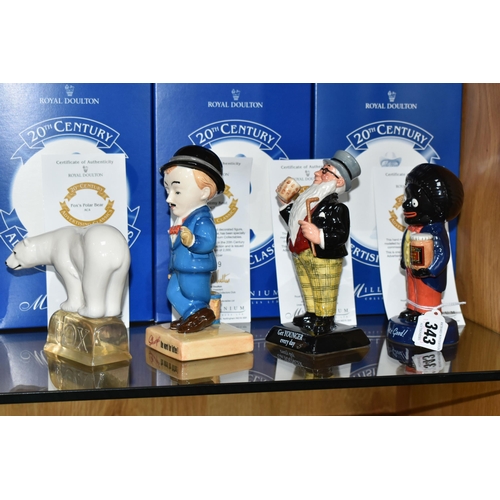 343 - FOUR BOXED ROYAL DOULTON LIMITED EDITION '20TH CENTURY ADVERTISING CLASSICS' FIGURES, comprising Gol... 