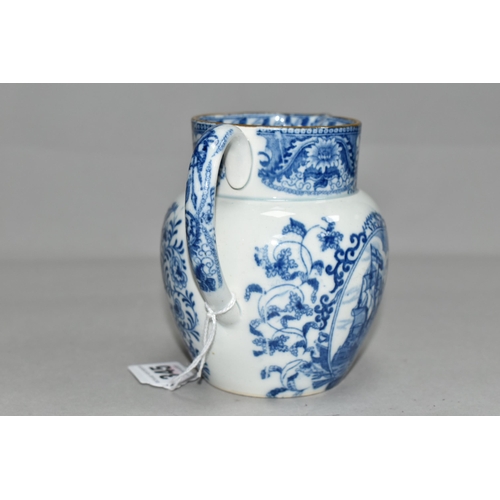 345 - NELSON INTEREST - AN EARLY 19TH CENTURY PEARLWARE BLUE AND WHITE COMMEMORATIVE JUG, brown painted ri... 