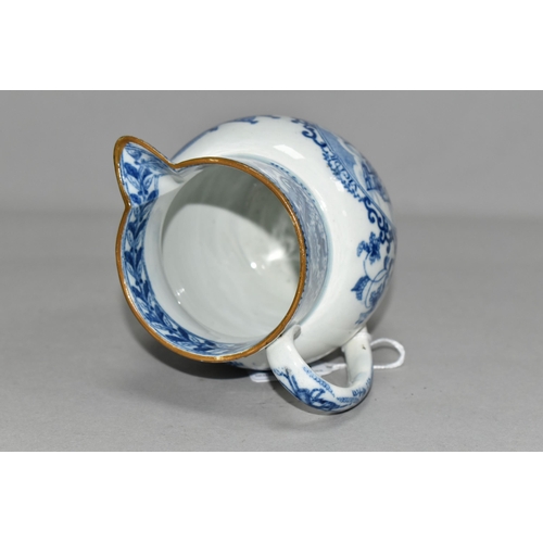 345 - NELSON INTEREST - AN EARLY 19TH CENTURY PEARLWARE BLUE AND WHITE COMMEMORATIVE JUG, brown painted ri... 