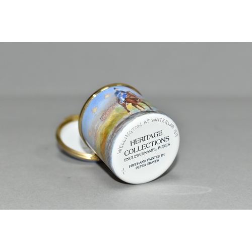 347 - A PETER GRAVES (HERITAGE COLLECTIONS ENGLISH ENAMEL BOXES) CYLINDRICAL BOX WITH HINGED COVER, hand p... 