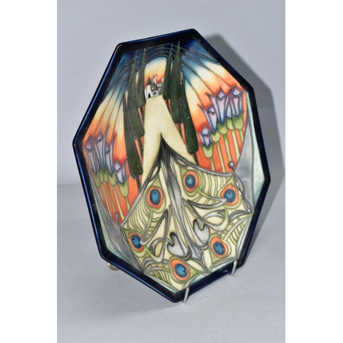 348 - A MOORCROFT POTTERY LIMITED EDITION OCTAGONAL PLATE, decorated in the Eventide House - The Gate patt... 