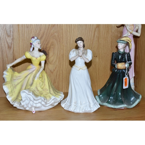 352 - EIGHT ROYAL DOULTON AND COALPORT FIGURINES, comprising Coalport Ladies of Fashion 'Harmony', Royal D... 