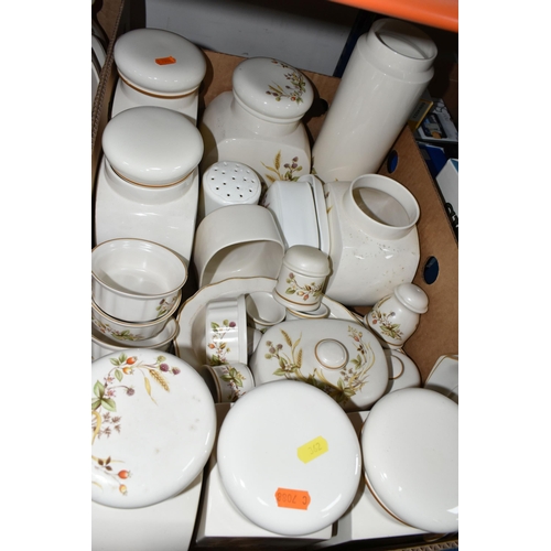 362 - FOUR BOXES OF MARKS & SPENCER HARVEST 1418 PATTERN DINNERWARE, to include dinner plates, cups, sauce... 