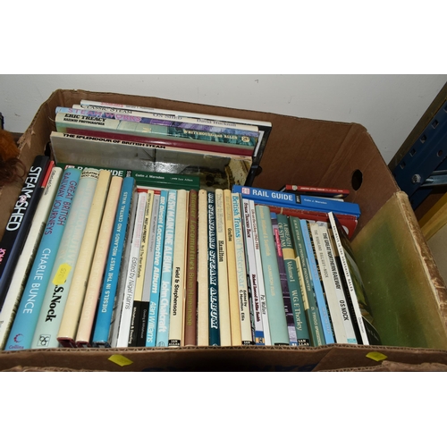 365 - TWO BOXES OF BOOKS, to include approximately seventy five hardback mostly subjects relating to steam... 