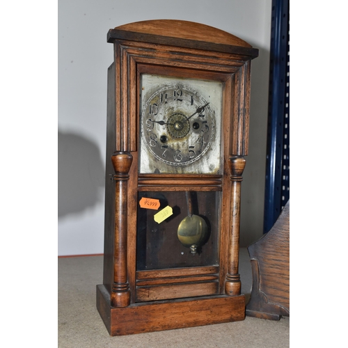 369 - A SMITHS OAK CASED MANTEL CLOCK, 1930's design together with an early 20th century  bracket clock (2... 