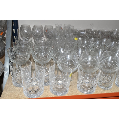 370 - A LARGE QUANTITY OF CUT GLASS, comprising six Edinburgh Crystal wine glasses, six cross cut stemmed ... 