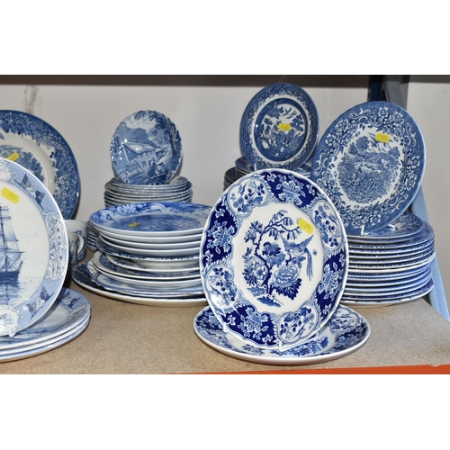 371 - A LARGE QUANTITY OF BLUE AND WHITE DINNERWARE, comprising Royal Doulton The Majestic Collection Boot... 