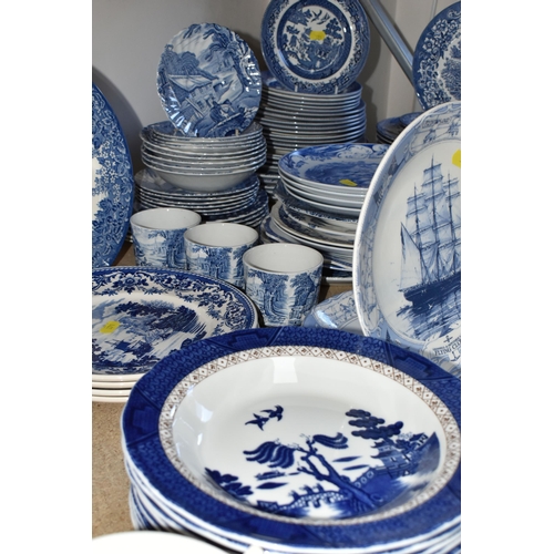 371 - A LARGE QUANTITY OF BLUE AND WHITE DINNERWARE, comprising Royal Doulton The Majestic Collection Boot... 