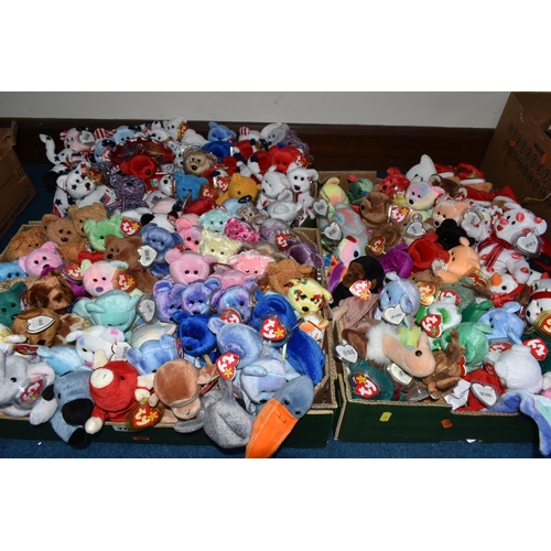 376 - THREE BOXES OF TY BEANIE BABY BEARS AND OTHER ANIMALS, to include approximately one hundred and fift... 