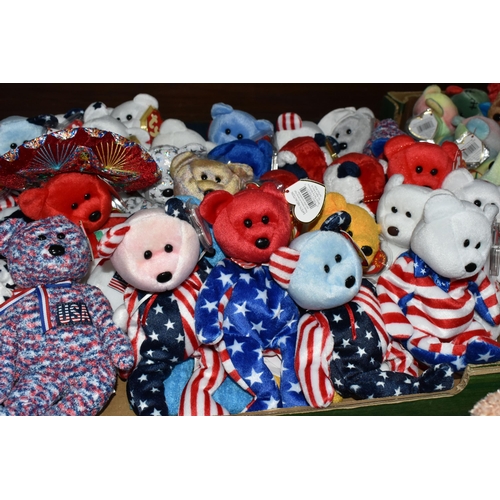 376 - THREE BOXES OF TY BEANIE BABY BEARS AND OTHER ANIMALS, to include approximately one hundred and fift... 