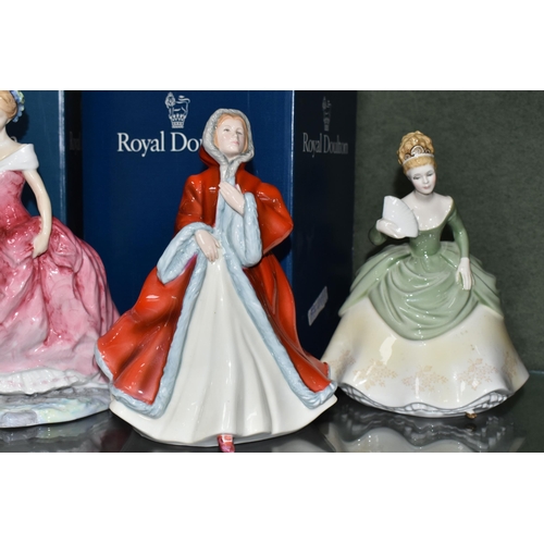 379 - FOUR ROYAL DOULTON FIGURINES, comprising Happy Birthday HN3660 (tiny chip to petal), Summer's Day HN... 