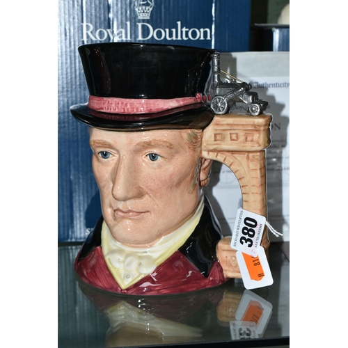 380 - FIVE ROYAL DOULTON CHARACTER JUGS, comprising a boxed George Stephenson D7093, limited edition 209/1... 