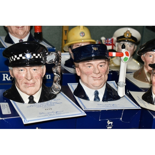 383 - SEVEN BOXED ROYAL DOULTON LIMITED EDITION CHARACTER JUGS, each with certificate, comprising Sir Wins... 