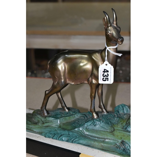 435 - A LARGE FRENCH ART DECO FIGURAL GROUP, of three deer on a hillside, cold painted metal on a black an... 