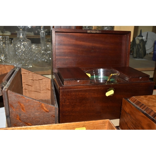 437 - A QUANTITY OF COLLECTABLES, LOCKS, KEYS, 19TH CENTURY TEA CADDY AND TWO OTHER WOODEN BOXES, includin... 