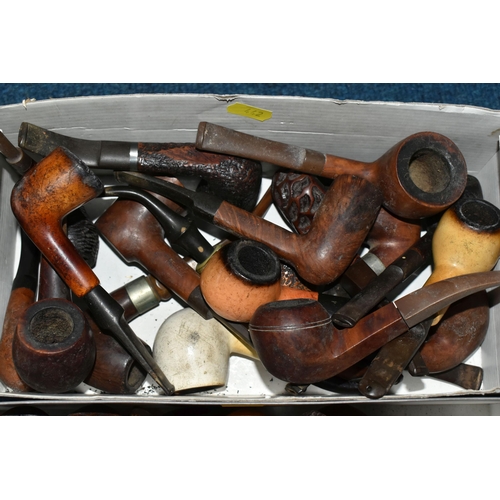 442 - TWO BOXES OF GENTLEMEN'S TOBACCO PIPES, approximately forty-six vintage and antique pipes to include... 