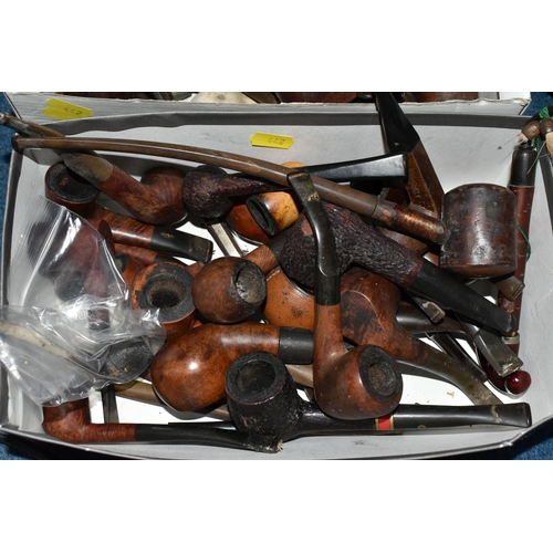 442 - TWO BOXES OF GENTLEMEN'S TOBACCO PIPES, approximately forty-six vintage and antique pipes to include... 