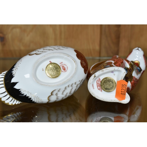 451 - TWO ROYAL CROWN DERBY PAPERWEIGHTS, comprising a Mallard Duck and a Woodland Squirrel, each with gol... 