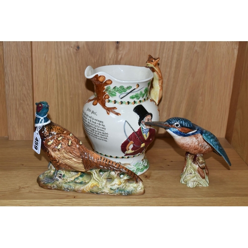 459 - TWO BESWICK BIRDS AND A MUSICAL JUG, comprising a Beswick Pheasant - Second Version model no 1226B, ... 