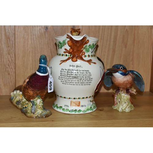 459 - TWO BESWICK BIRDS AND A MUSICAL JUG, comprising a Beswick Pheasant - Second Version model no 1226B, ... 