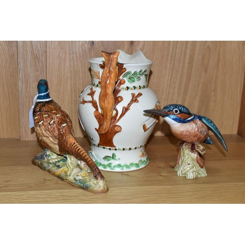 459 - TWO BESWICK BIRDS AND A MUSICAL JUG, comprising a Beswick Pheasant - Second Version model no 1226B, ... 