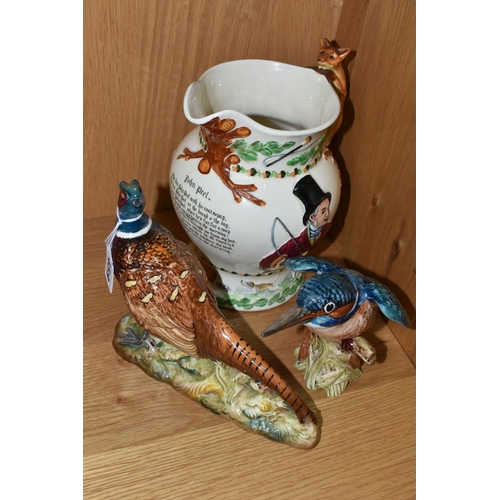 459 - TWO BESWICK BIRDS AND A MUSICAL JUG, comprising a Beswick Pheasant - Second Version model no 1226B, ... 