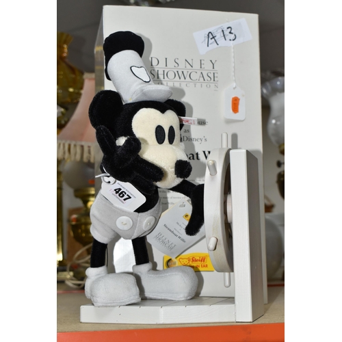 467 - A BOXED STEIFF- DISNEY SHOWCASE COLLECTION MICKEY MOUSE 'STEAMBOAT WILLIE',  with gold ear button an... 