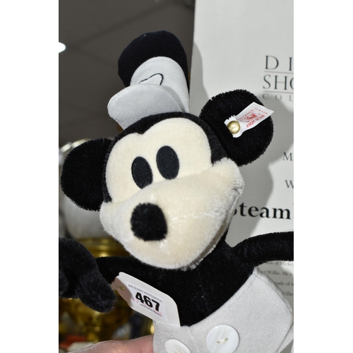 467 - A BOXED STEIFF- DISNEY SHOWCASE COLLECTION MICKEY MOUSE 'STEAMBOAT WILLIE',  with gold ear button an... 