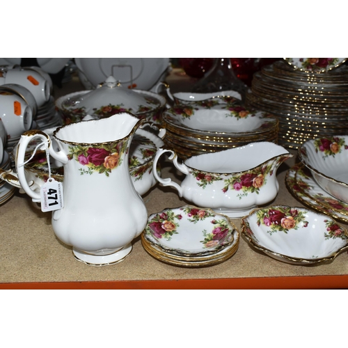 471 - ROYAL ALBERT 'OLD COUNTRY ROSES' PATTERN DINNERWARE, comprising two gravy jugs (one marked as second... 