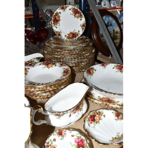 471 - ROYAL ALBERT 'OLD COUNTRY ROSES' PATTERN DINNERWARE, comprising two gravy jugs (one marked as second... 