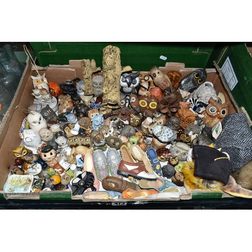 473 - FIVE BOXES OF TEAWARE AND ORNAMENTS, to include a large novelty teapot collection and a large collec... 