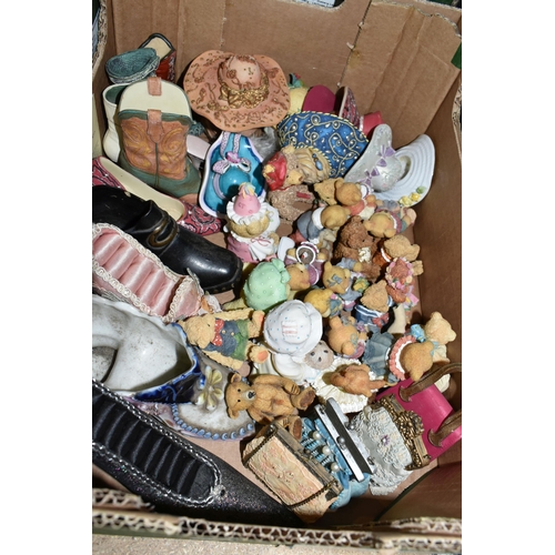 473 - FIVE BOXES OF TEAWARE AND ORNAMENTS, to include a large novelty teapot collection and a large collec... 